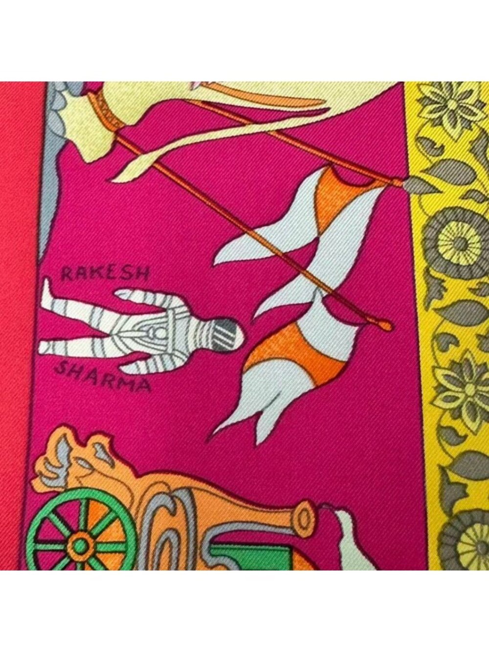 Hermes Scarf Silk Fantaisies Indiennes Dazzling India Pink - Picture 6 of 7